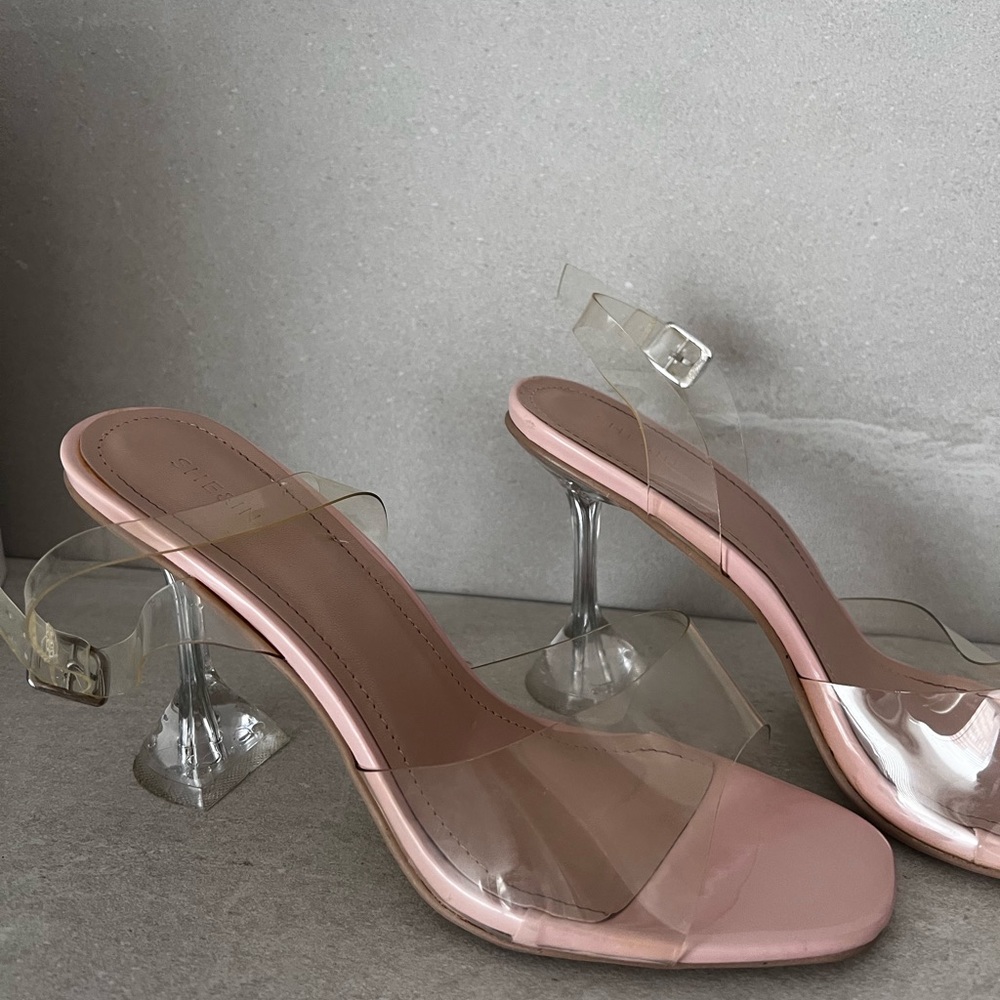 Clear sandal with squared heel